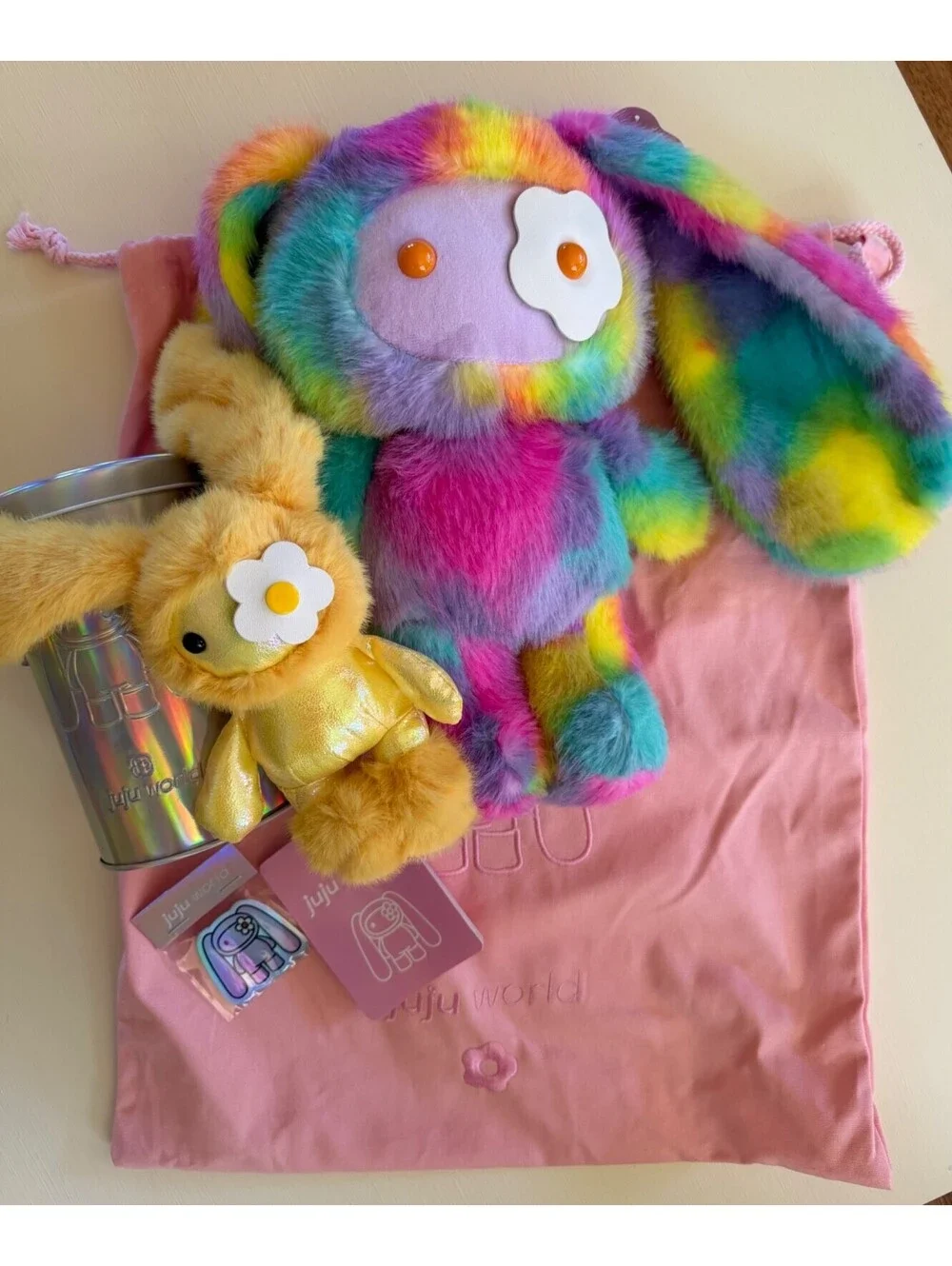CJ Hendry Hong Kong Juju World - Bold Rainbow JUMBO & Yellow Bunny (2 for 1)